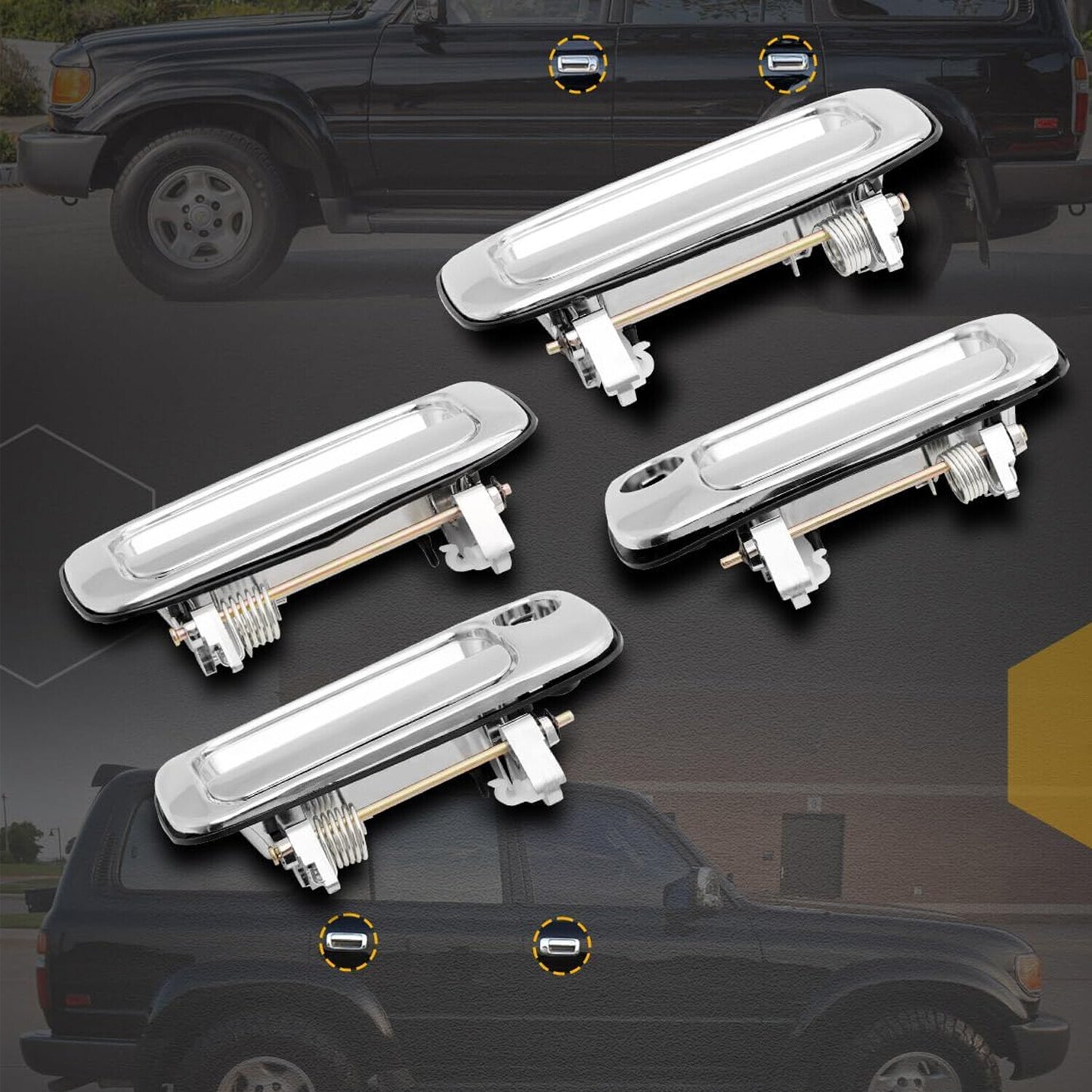 Exterior Chrome Door Handle Front Rear Left Right For 90-98 Toyota Land Cruiser