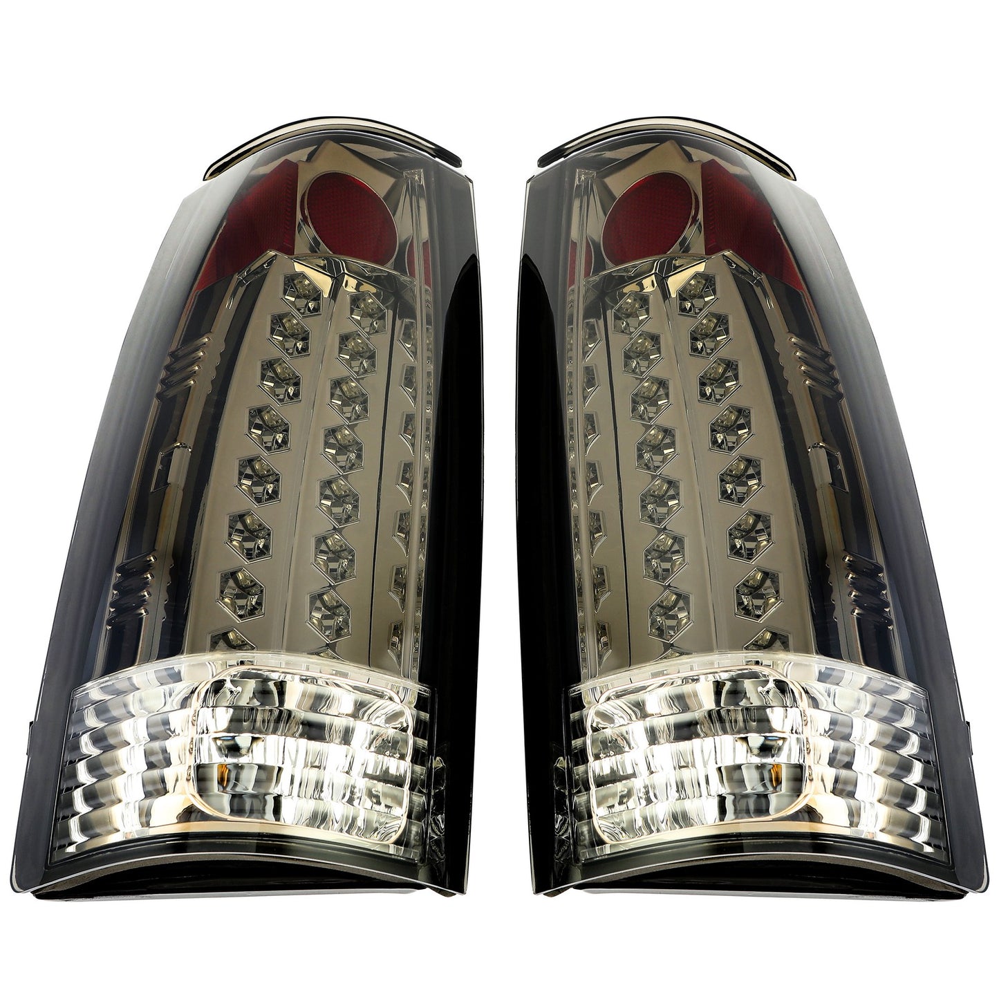 Solid Spare DOT Fits 88-98 Chevy GMC C/K 1500-3500 Yukon Silverado Smoke LED Tail Lights