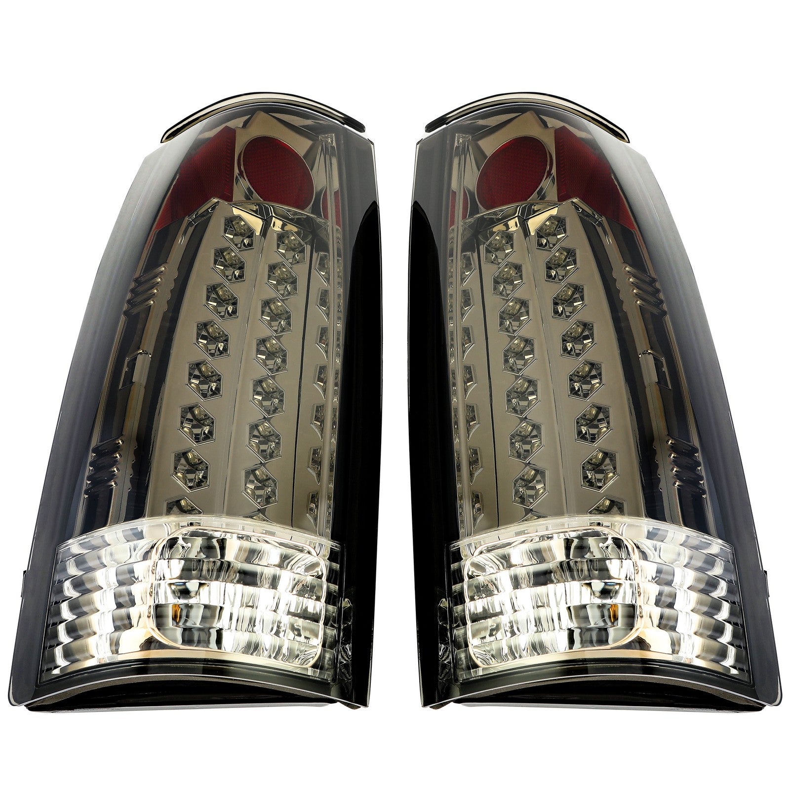 Solid Spare DOT Fits 88-98 Chevy GMC C/K 1500-3500 Yukon Silverado Smoke LED Tail Lights