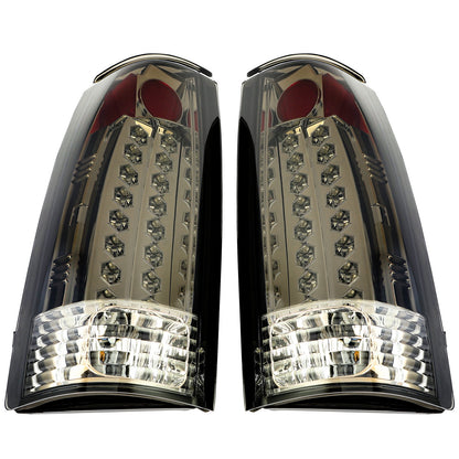 Solid Spare DOT Fits 88-98 Chevy GMC C/K 1500-3500 Yukon Silverado Smoke LED Tail Lights