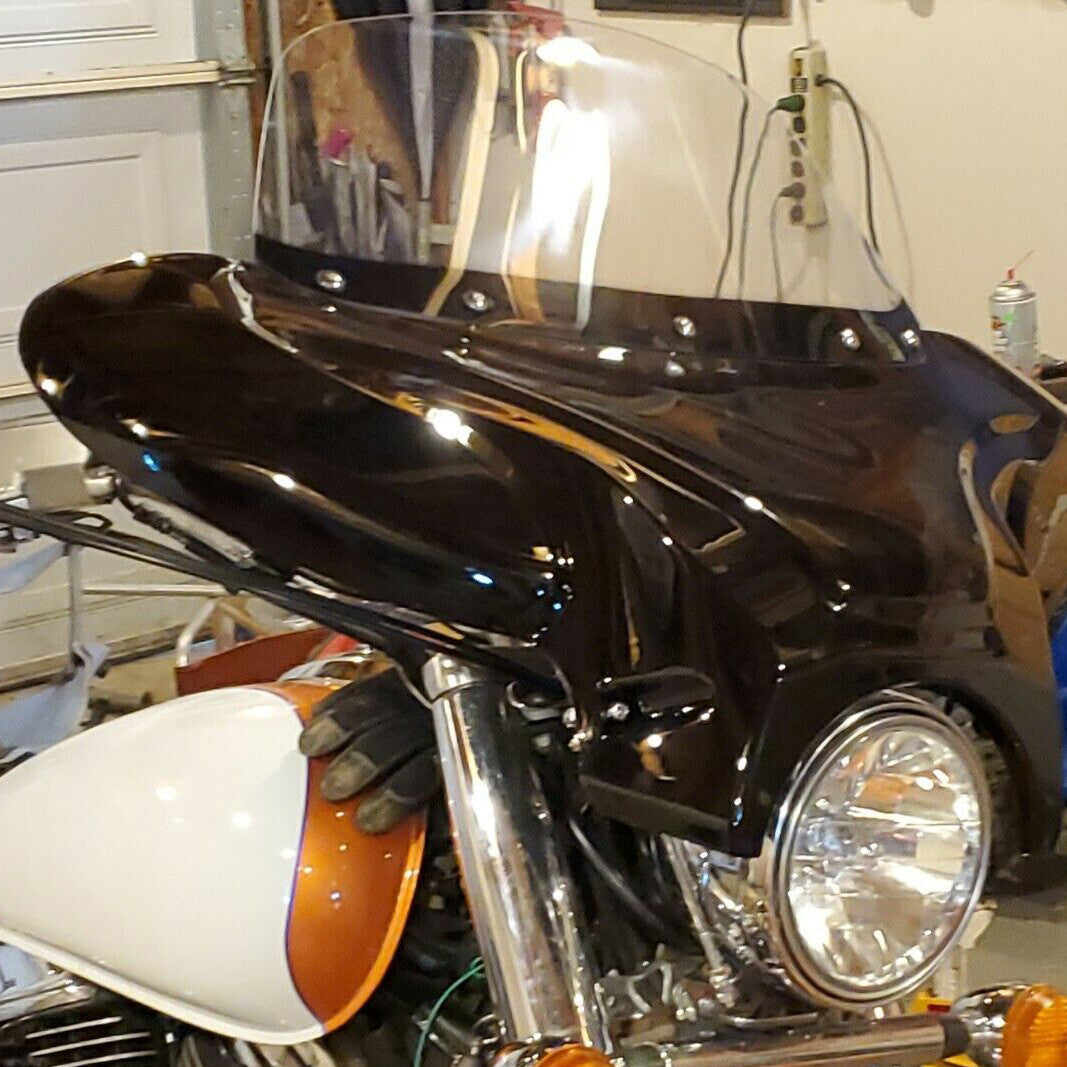 Solid Spare Fits Harley Yamaha Honda Motorcycle Front Batwing Fairing Windshield, ABS