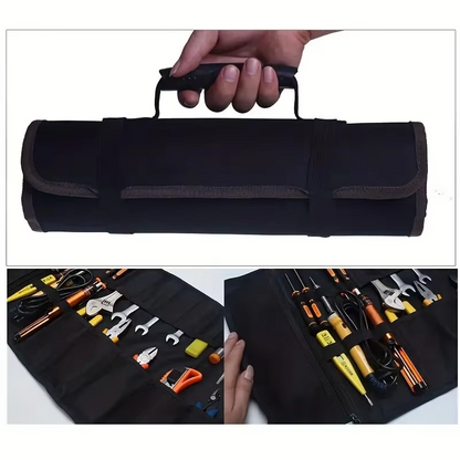 Multi-function Tool Roll Up Bag Canvas Wrench Pouch Organizer Bags w/22 Pocket
