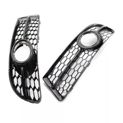 Front Bumper Honeycomb Fog Grille Cover For Audi A4 B7 S-Line S4 2005-2008 Black