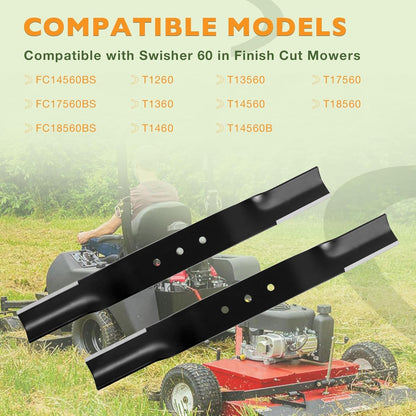 20.5" X 2.25" Lawn Mower Blade & 122" 47" Belt Set For Swisher Finish Cut Mowers