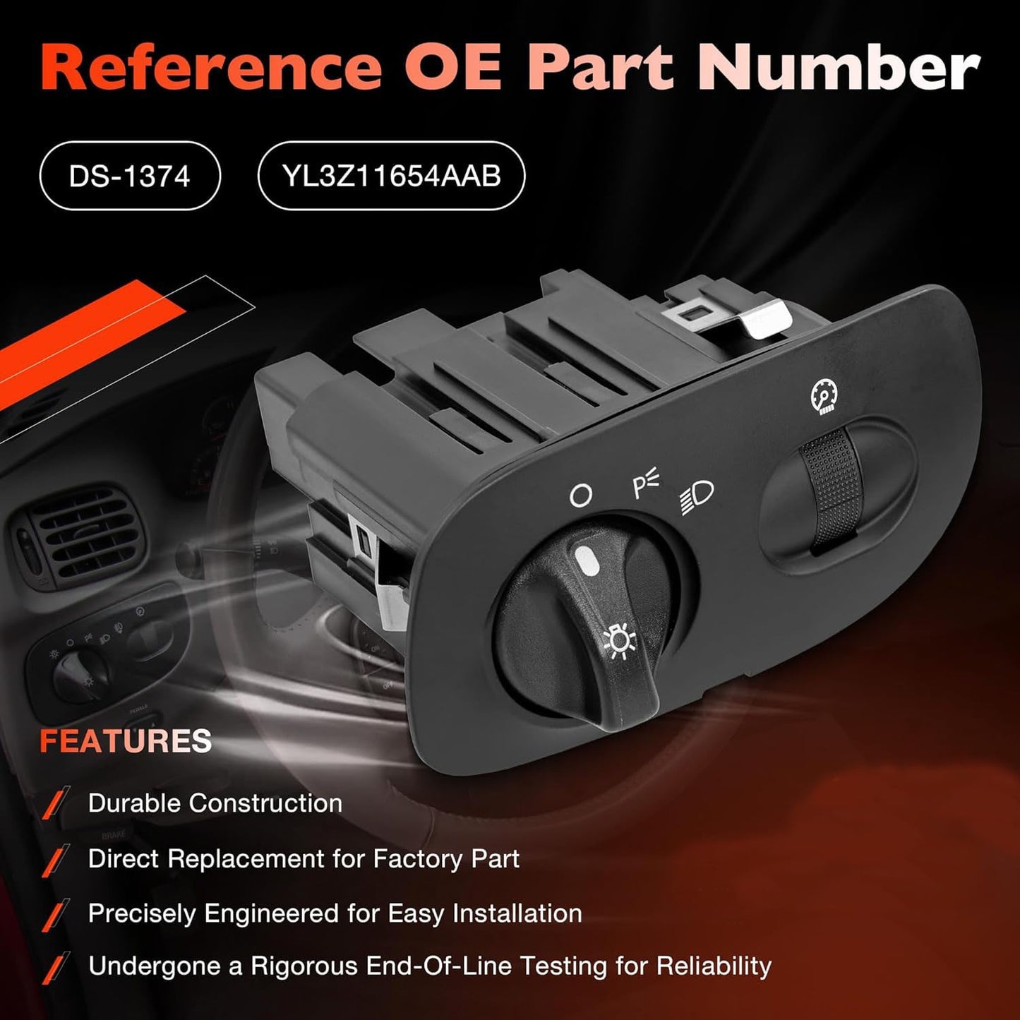 Headlight Switch w/o Fog Light Function For 00-04 Ford F-150 Heritage Expedition