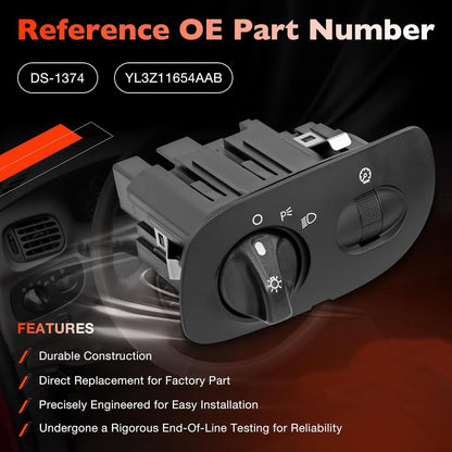 Headlight Switch w/o Fog Light Function For 00-04 Ford F-150 Heritage Expedition