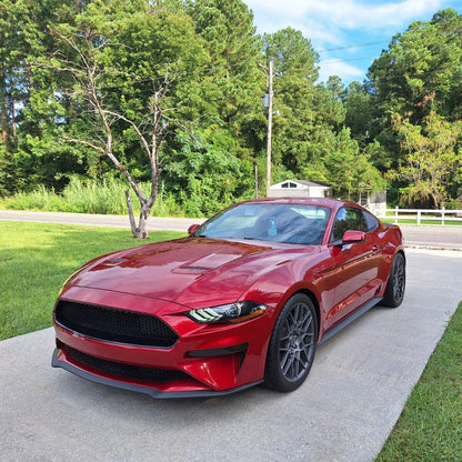 Solid Spare For 2018-2022 Ford Mustang Front Upper Grille + Lower Mesh Grill Honeycomb Black