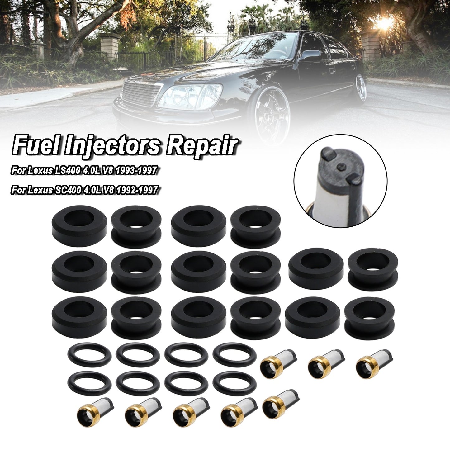 Fuel Injector Repair Kits 23250-50020 Fit Lexus LS400 SC400 4.0L V8 1992-97 US