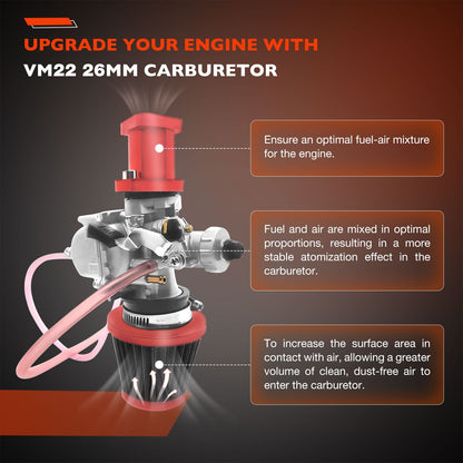 VM22 26mm Carburetor Throttle Assy Kit For Predator 212cc GX200 196cc CT200U