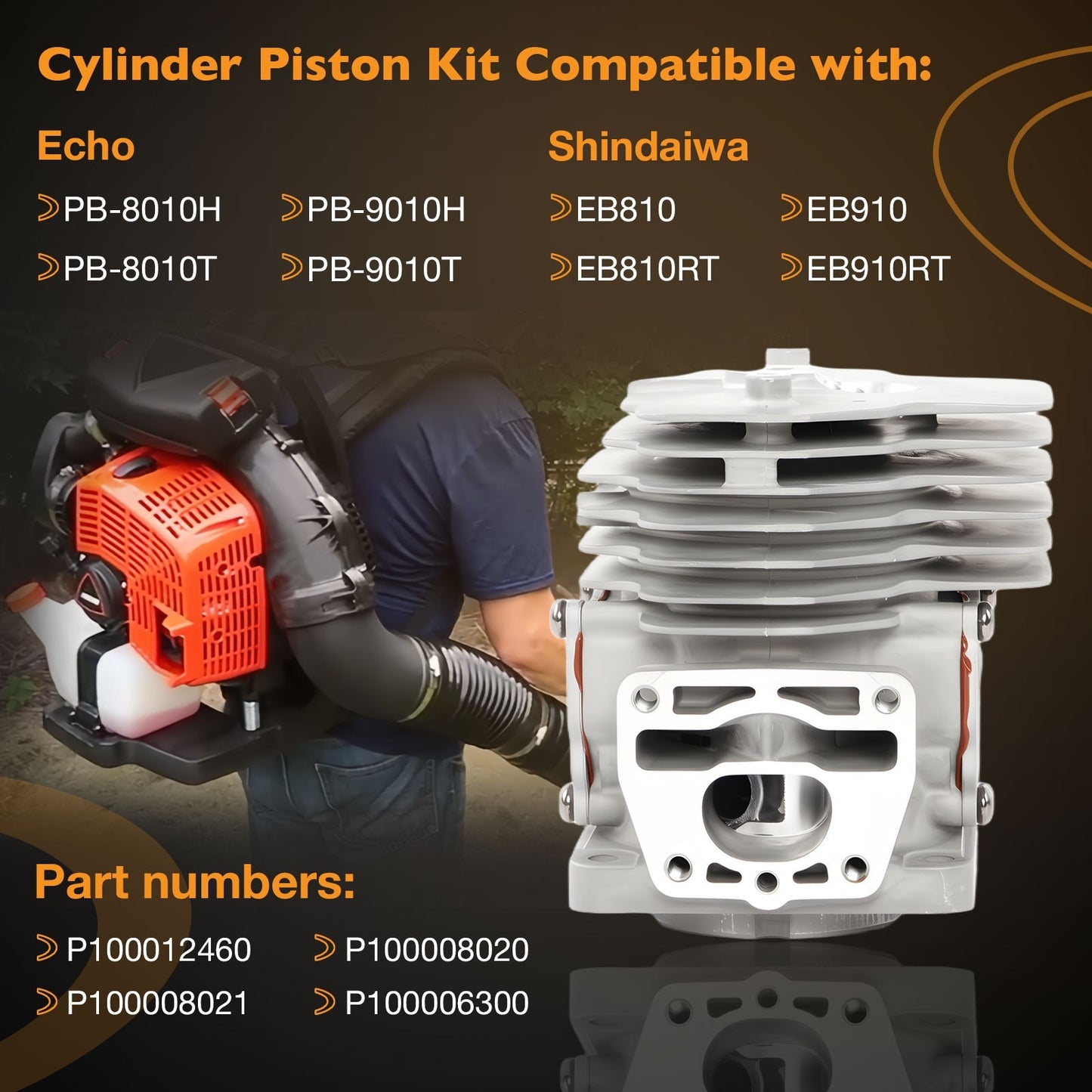 Cylinder Piston Kit For Echo PB-8010H PB-8010T PB-9010H Shindaiwa P100012460