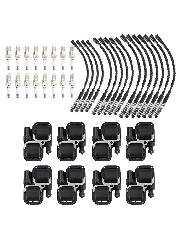 8x Ignition Coil+16xSpark plug+Wire Set UF359 For Mercedes-Benz C CLK ML Class