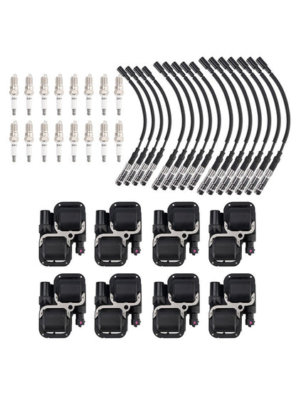 8x Ignition Coil+16xSpark plug+Wire Set UF359 For Mercedes-Benz C CLK ML Class