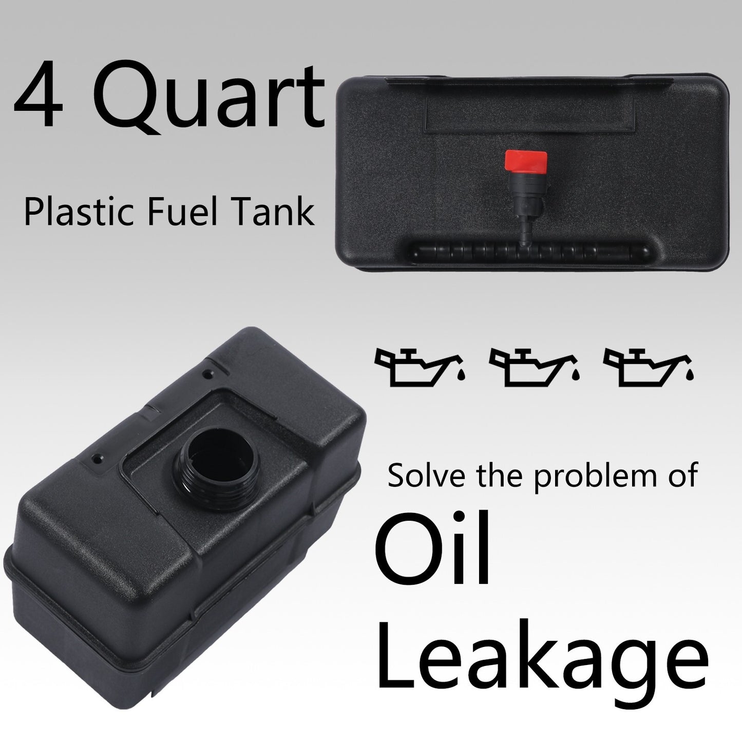 4 Quart Plastic Fuel Tank w/ Cap & Shut-Off Valve Fit for Briggs & Stratt 691993