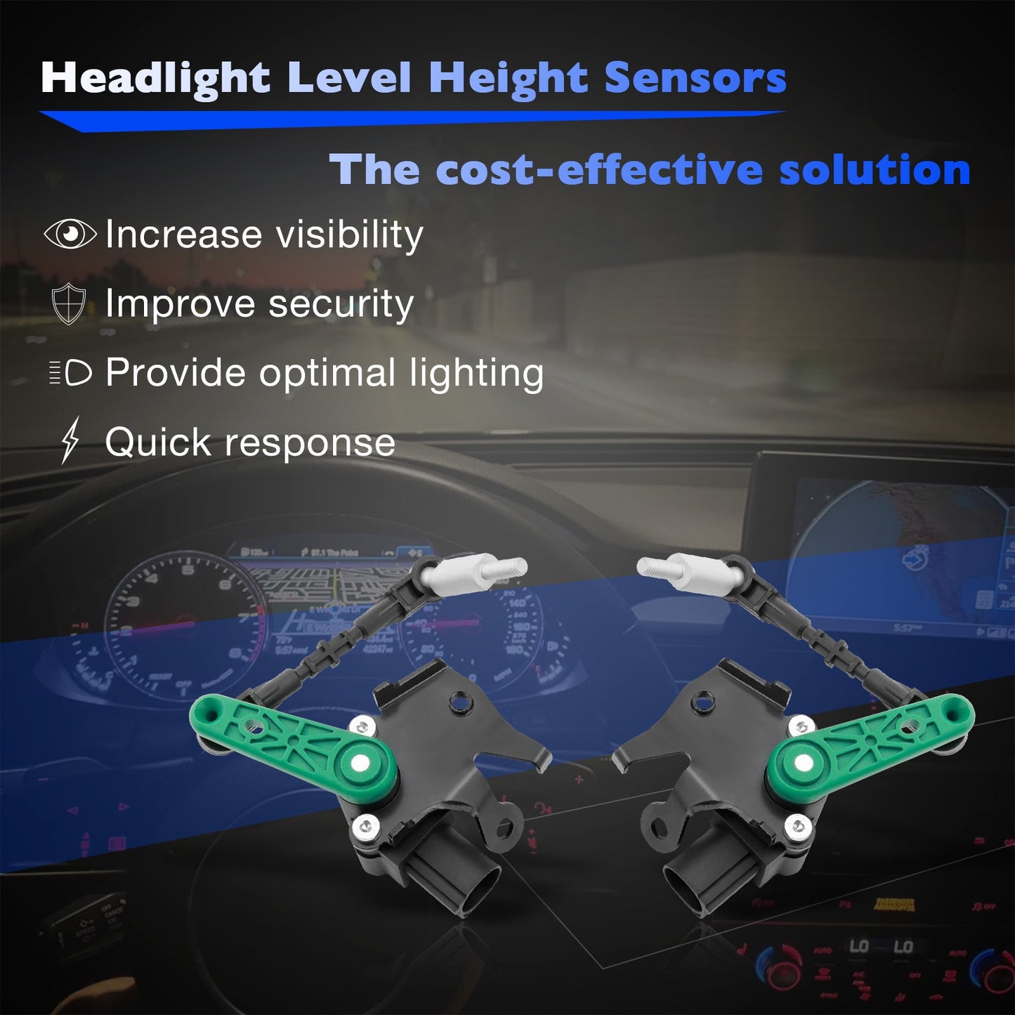 2x Front LH ＆ RH Air Suspension Height Level Sensors For 12-18 Audi A6 A8 S7 S8