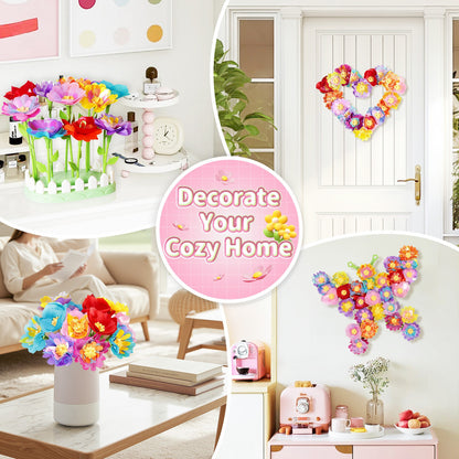 Flower Bouquet Making Kit DIY Flower Bouquets Craft Toy For 4+ Year Old Kid Pink