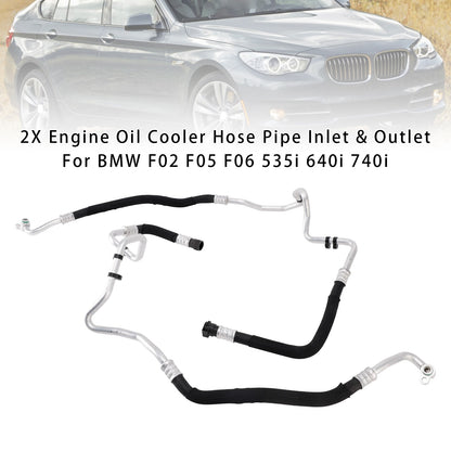 2X Engine Oil Cooler Hose Pipe Inlet & Outlet For BMW F02 F05 F06 535i 640i 740i