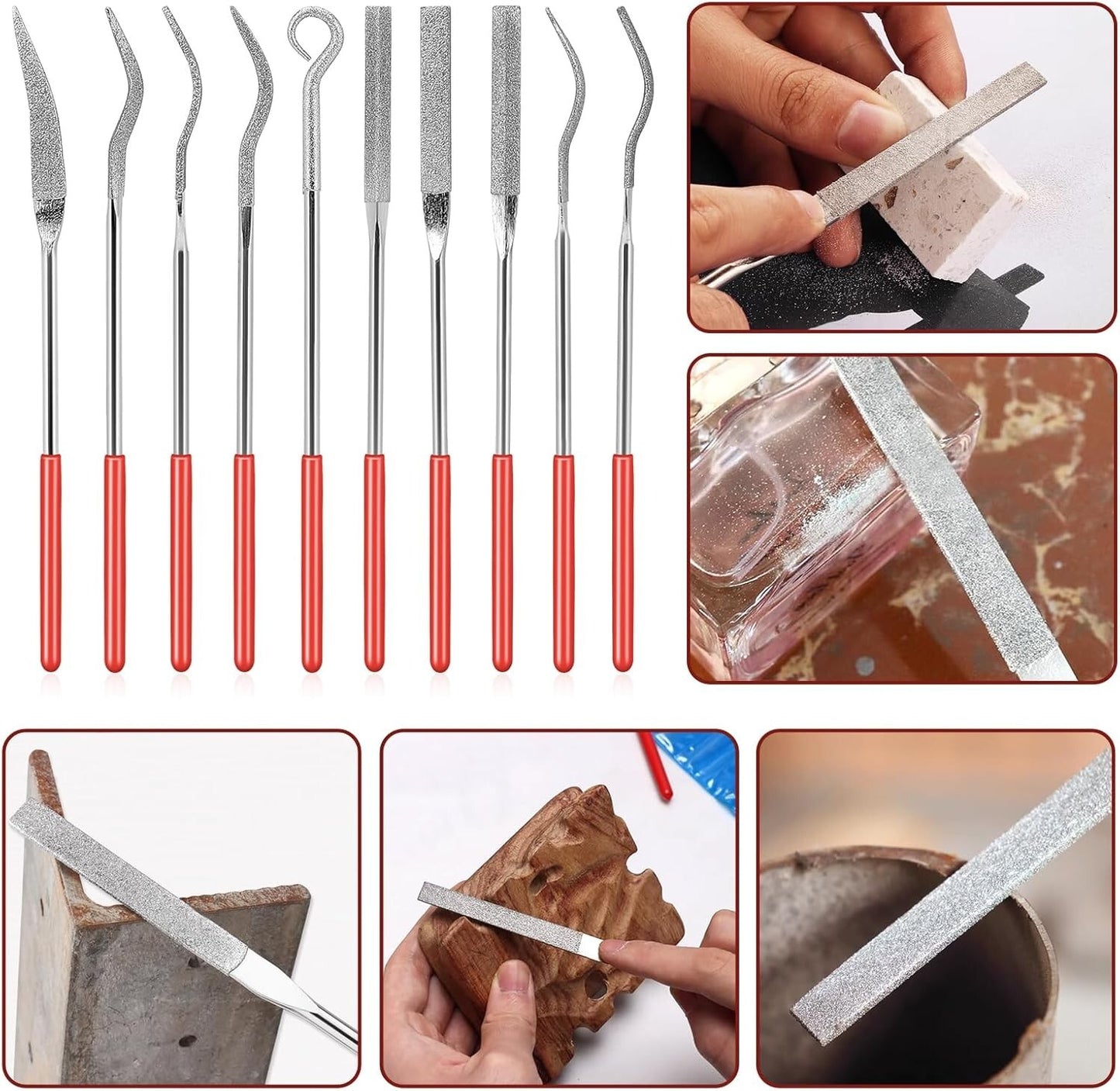 20pcs Diamond Needle File Set, 3*140mm Mini Handy Polishing Carving Working Tool