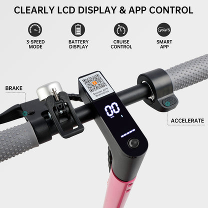 8.5" Folding Electric Scooter W/ app 350W 35KM Range 30km/h City Commute Pink
