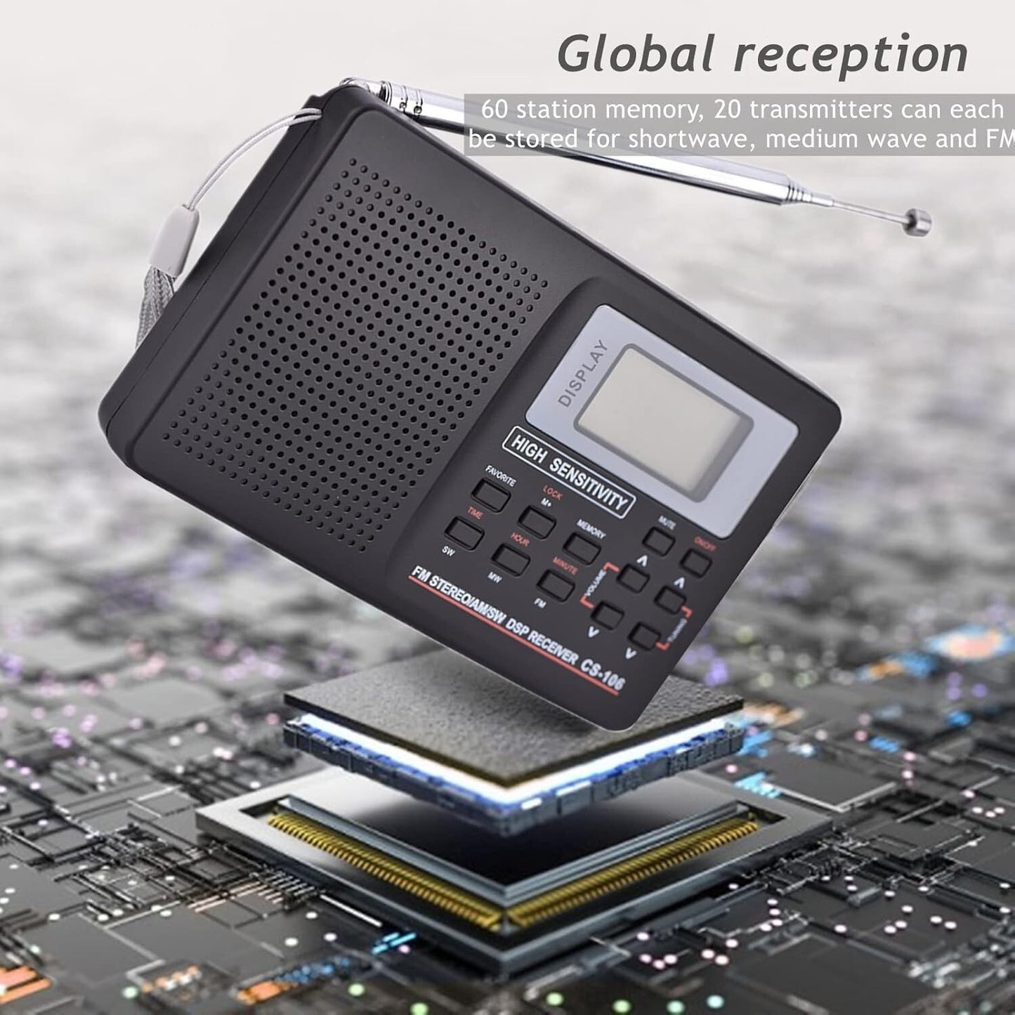Portable Full Band AM/FM/SW/MW/LW Radio Digital Stereo Speaker Player+Headphones