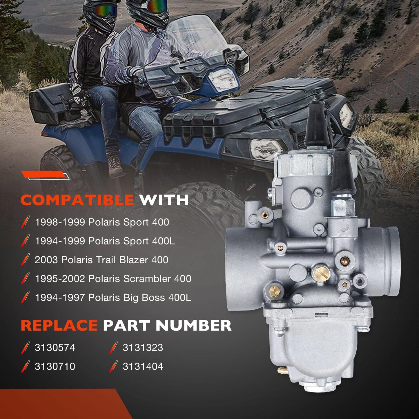3130710 2-Stroke Carburetor Fit 94-99 Polaris Sport Trail Blazer Scrambler 400L