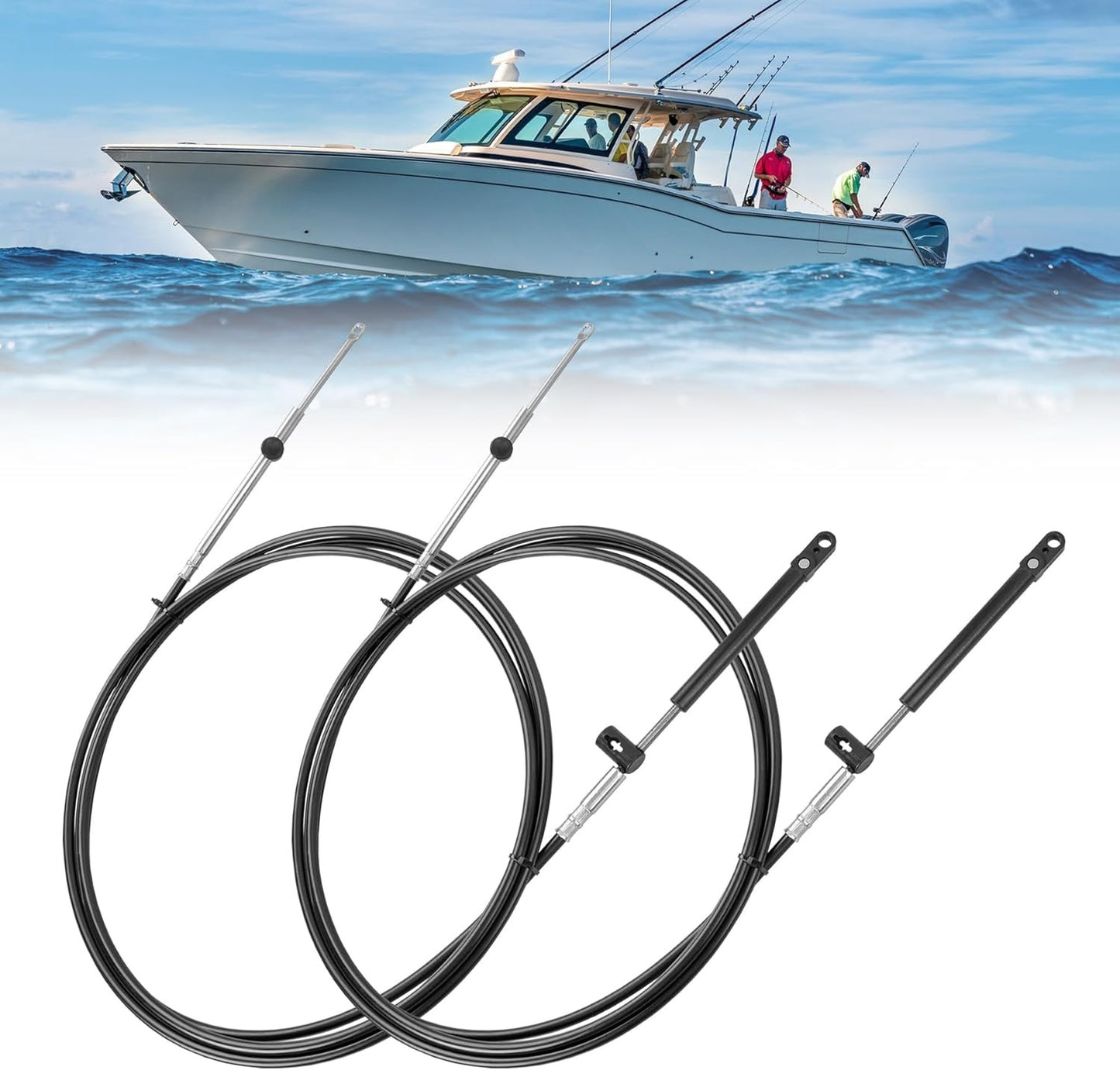 2Pcs 17FT Outboard Throttle Shift Control Cables GEN 1 For Mercury MerCruiser