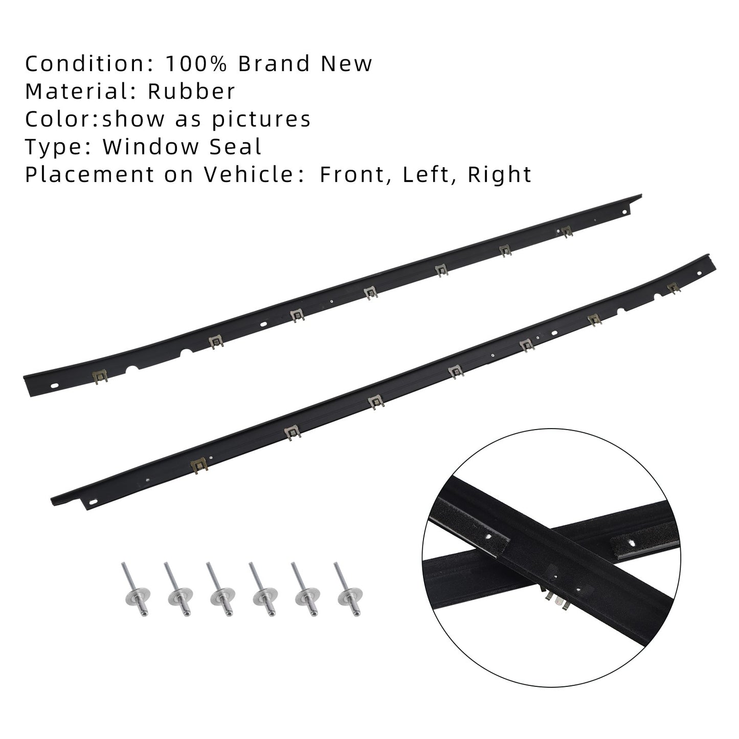 Driver + Passenger Sides Door Panel Outer Window Seals For Corvette 1984-1996 95