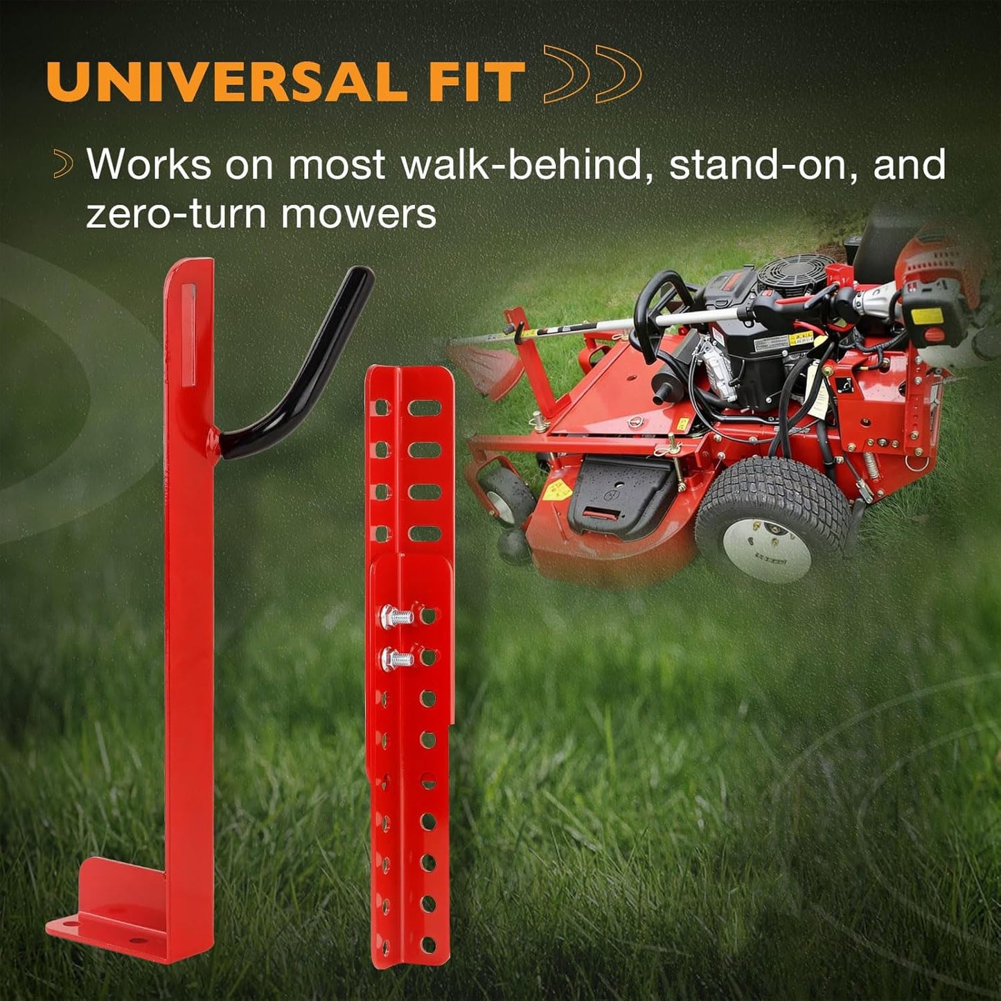 Mower Trimmer Rack Lockable For Most Walk-Behind Stand-On & ZTR Lawn Mower Red