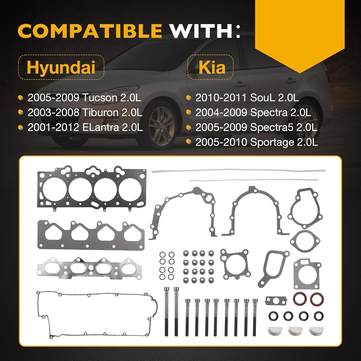 MLS Cylinder Head Gasket Set Fit 2001-12 Hyundai Tucson Tiburon Kia Soul Spectra