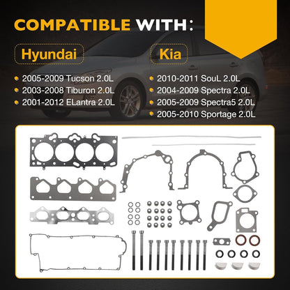 MLS Cylinder Head Gasket Set Fit 2001-12 Hyundai Tucson Tiburon Kia Soul Spectra