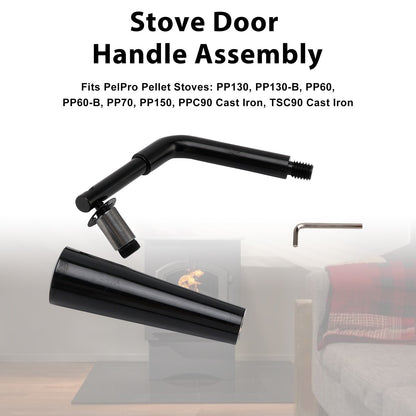 Threaded Door Handle Assembly for PelPro Stoves PP60 PP70 PP130、150 PPC90 TSC90