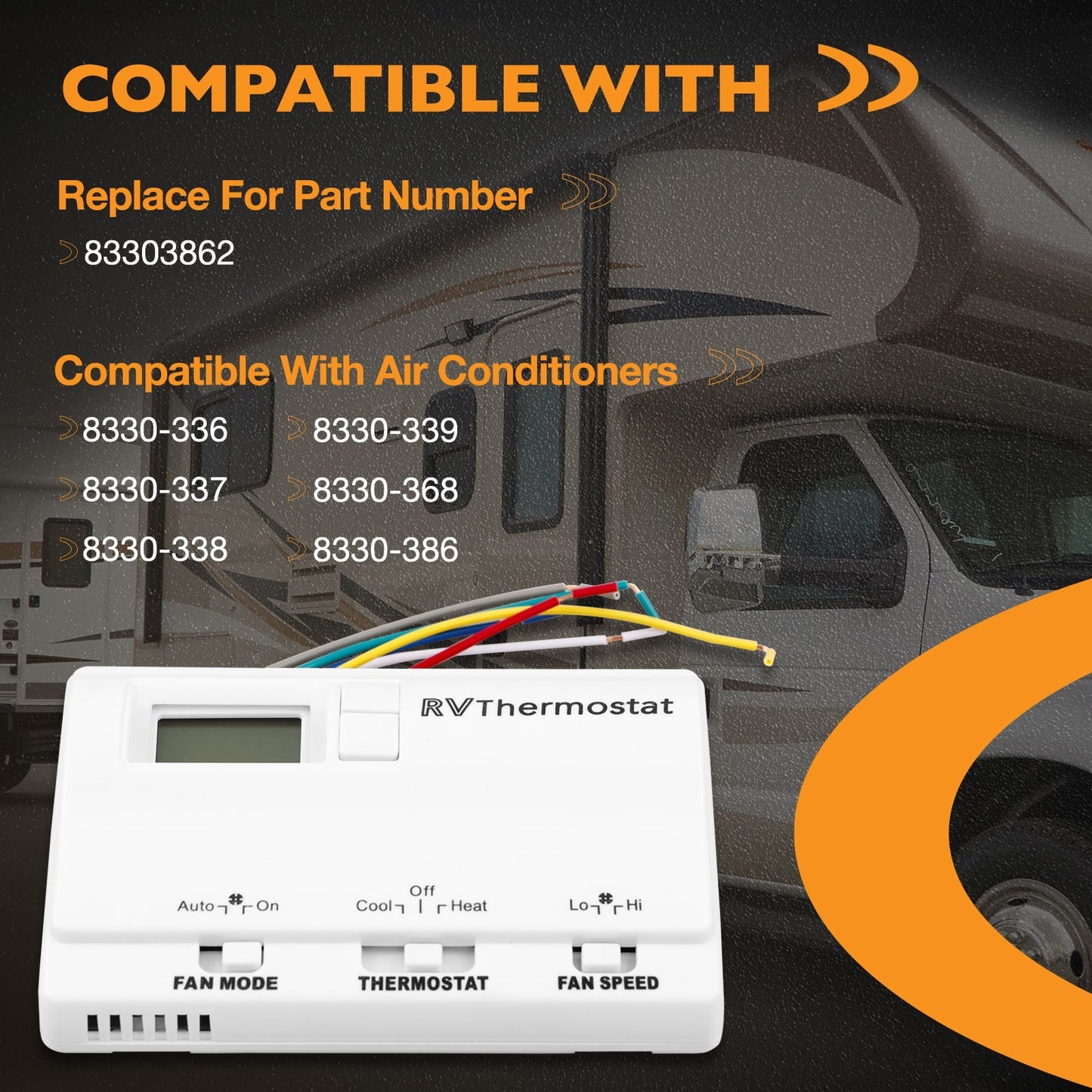 83303862 White RV Digital Thermostat For Coleman Mach Air Conditioners 8330-336