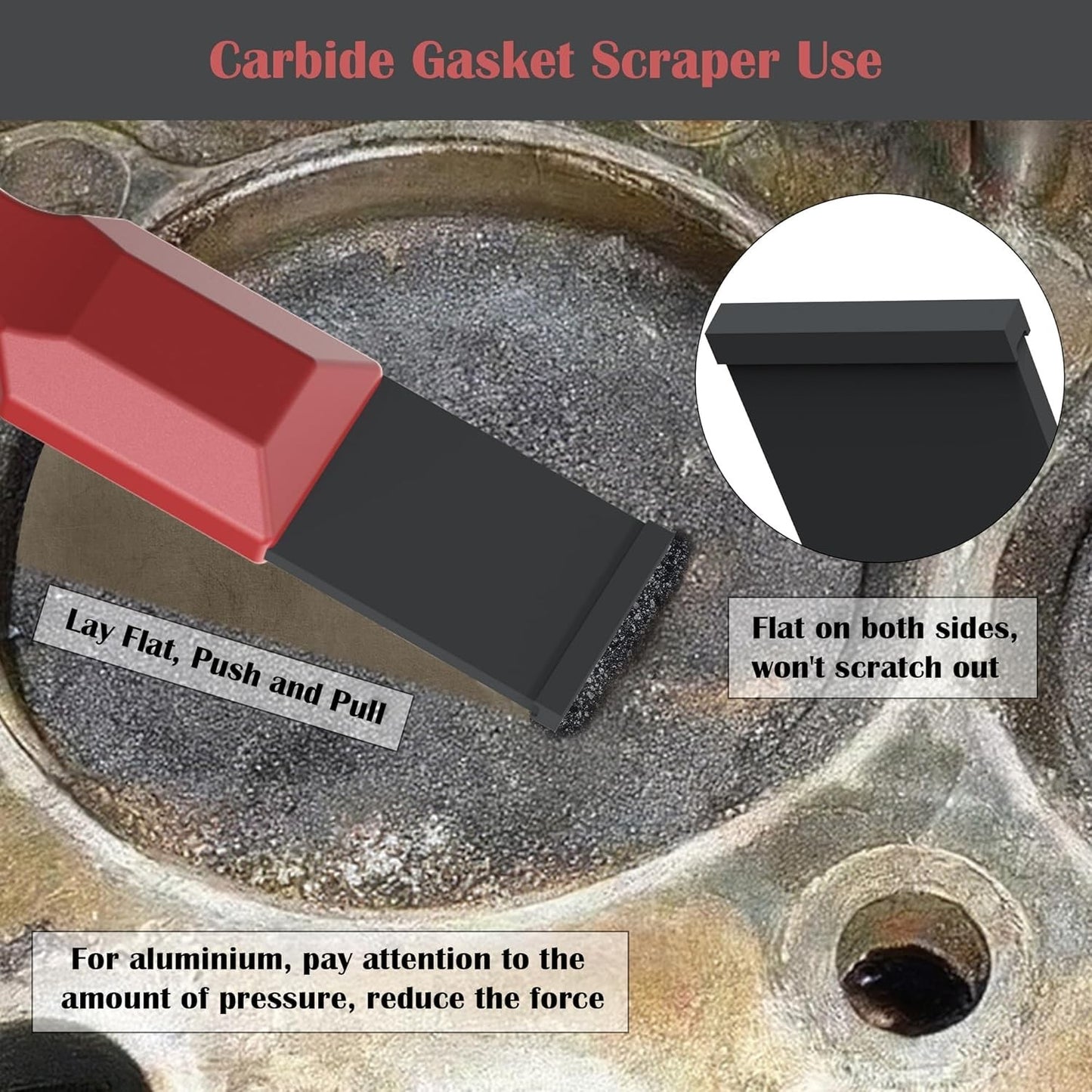 Tungsten Carbide Scraper Set Gasket Remover Tool for Engine Rust Glue Clean