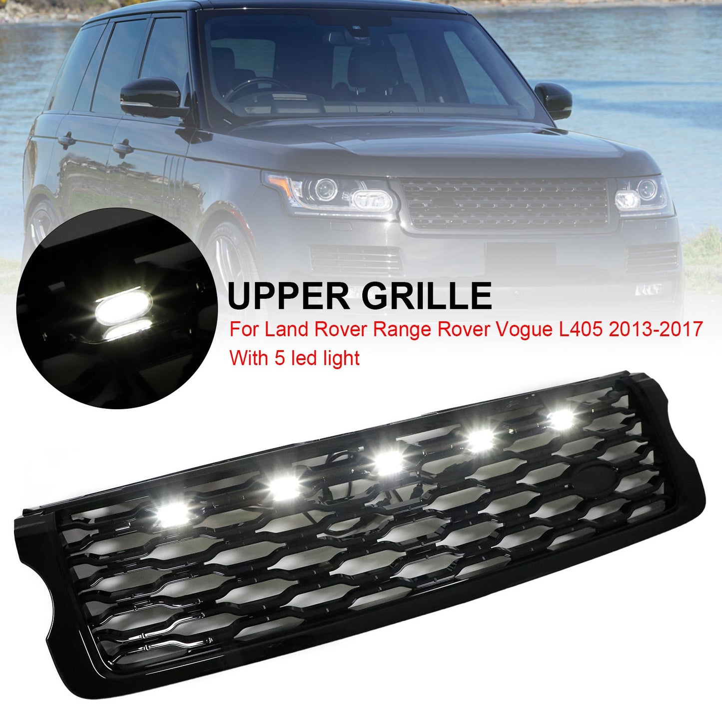 Front Bumper Upper Grill For Land Rover Range Rover Vogue L405 2013-17 W/LED