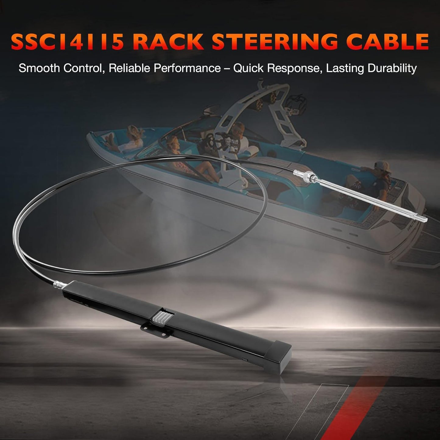 15 FT Back Mount Steering Cable Kit SS14115 For Seastar Teleflex Rack Steering