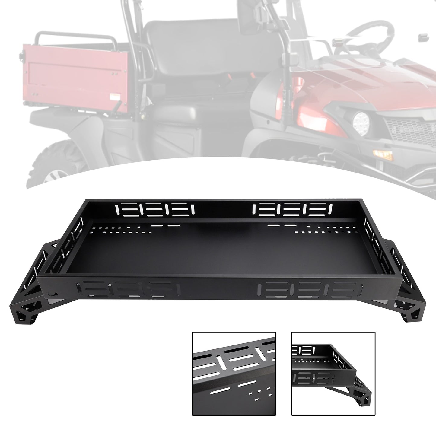 Universal Utv Raised Metal Full-Bed Rack Steel For Polaris Ranger 570 Midsize