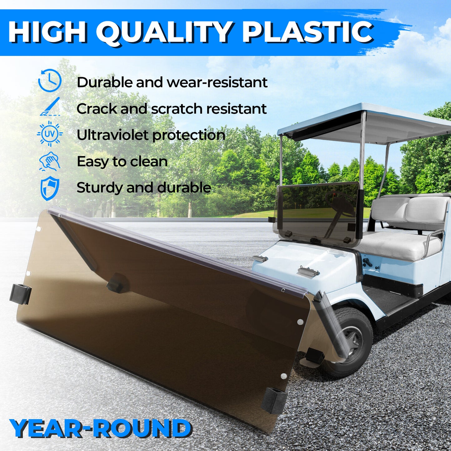 Solid Spare For 1985-1995 Yamaha G2 G9 Tinted Fold Down Golf Cart Windshield Windscreen