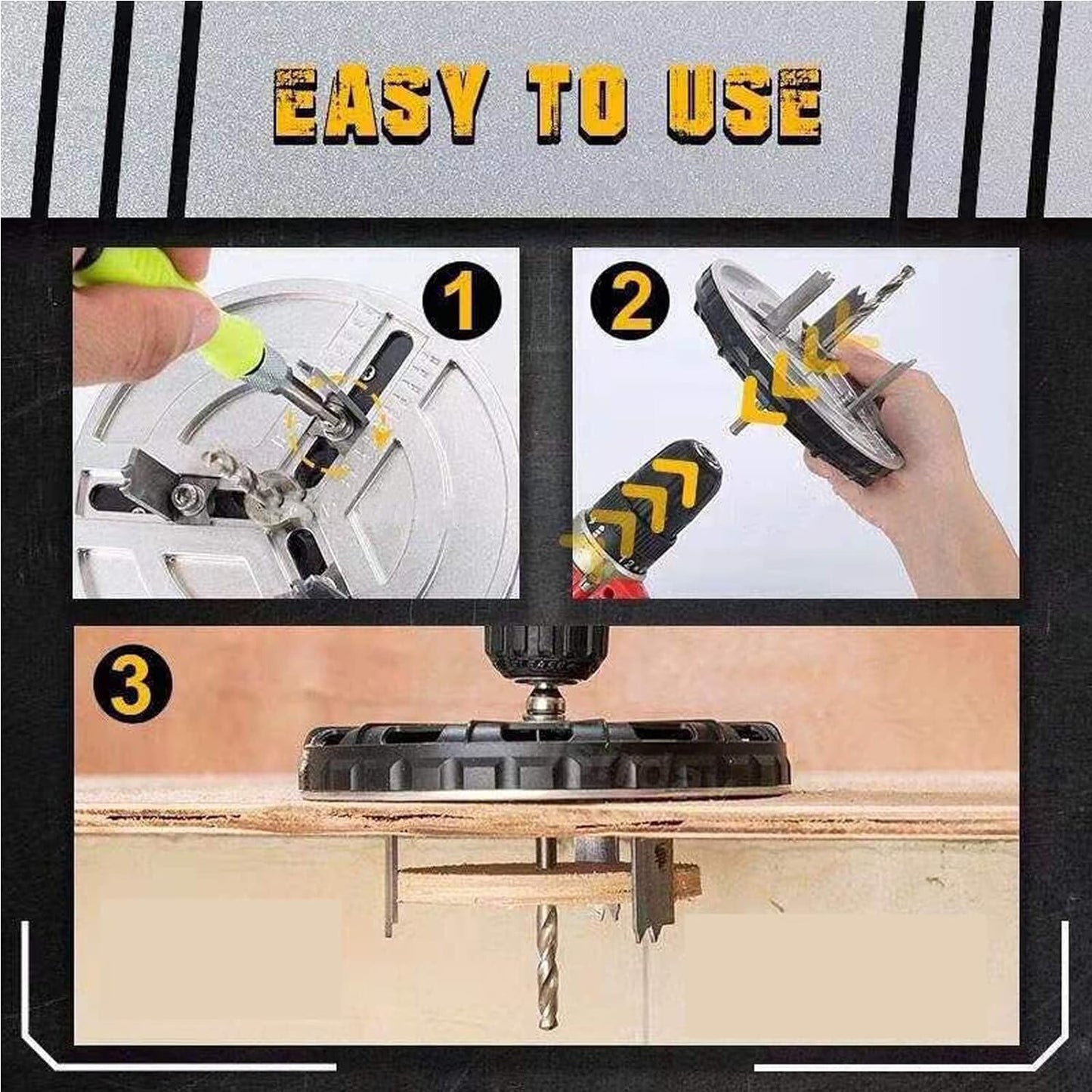 Adjustable Punching Saw Circle Round Hole Cutter Wood Drywall Drill Bit Saw Tool