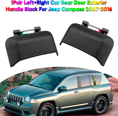 Black Outside Door Handle Rear Left+Right For 2007-2016 Compass LH+RH Jeep 2PCS