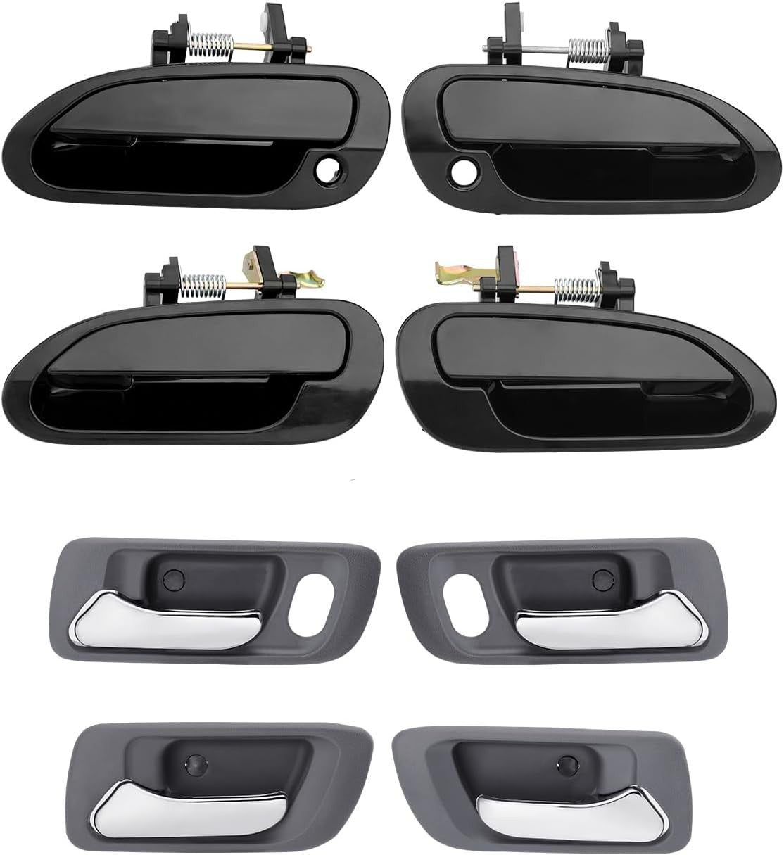 8Pcs Exterior Interior Door Handles Kit Front & Rear Side Fit 98-02 Honda Accord