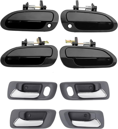 8Pcs Exterior Interior Door Handles Kit Front & Rear Side Fit 98-02 Honda Accord