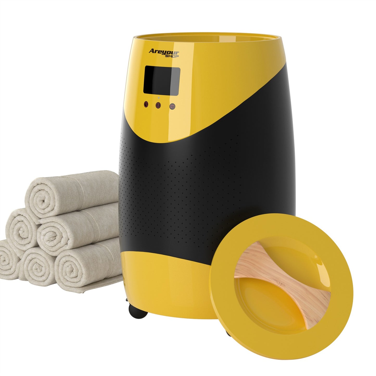 ??20L Bucket Style Large Towel Warmer Drying Rapid Heat-Up Auto Shut Off Yellow
