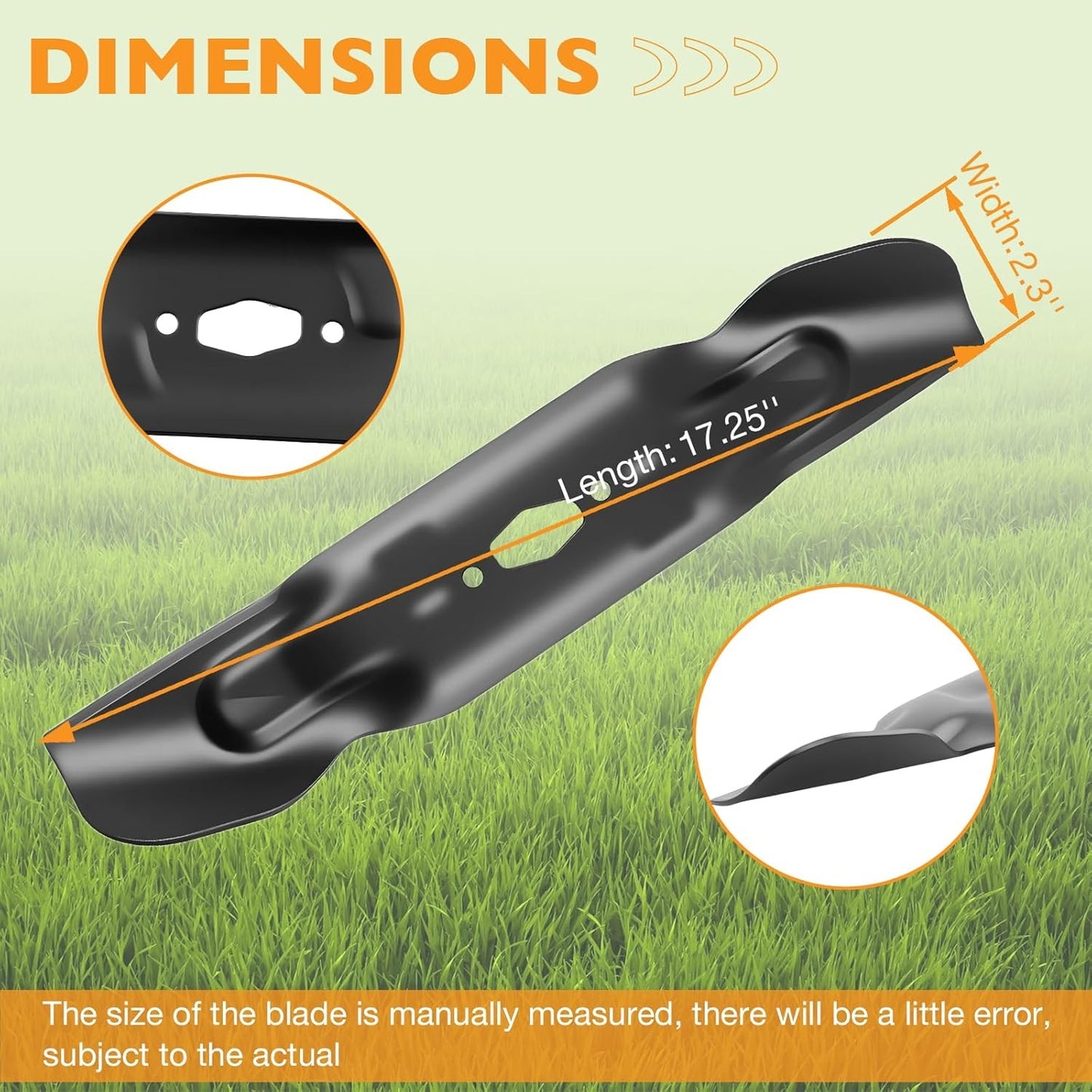 3Pcs 17.25" X 2.3" High Lift Lawn Mower Blades for Troy Bilt Craftsman Cub Cadet