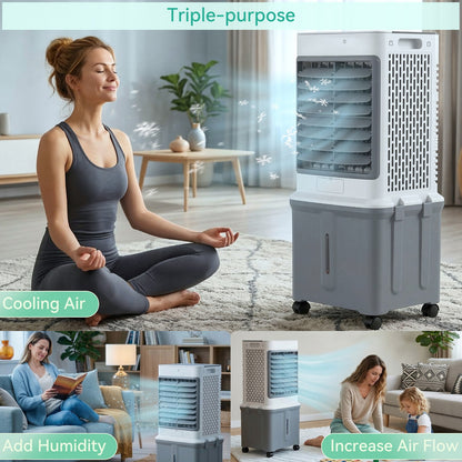 Portable 8.5 Gal 3-in-1 Evaporative Cooler, Fan, Humidifier w/ Remote Control