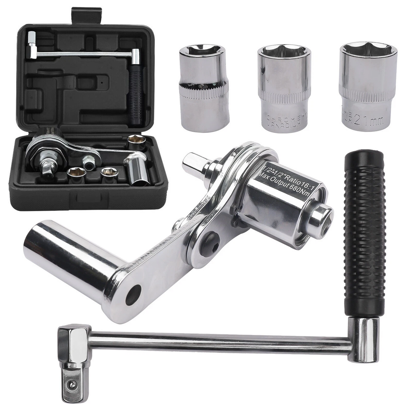 1/2" Torsional Torque Multiplier Wrench Lug Nut Remover 17 19 21 Tire Change