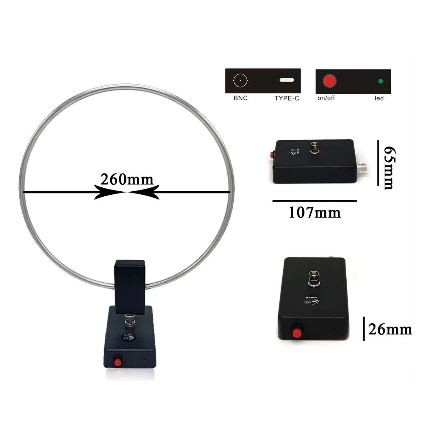 GA-800 Active Loop Antenna Shortwave Antenna 10KHz-159MHz Portable for Radios Y