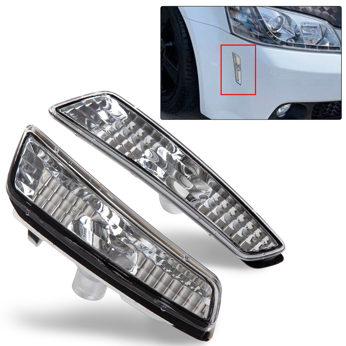 Solid Spare Clear Front Fender Side Markers Lights Housing For Pontiac G8 GT GXP 2008 2009