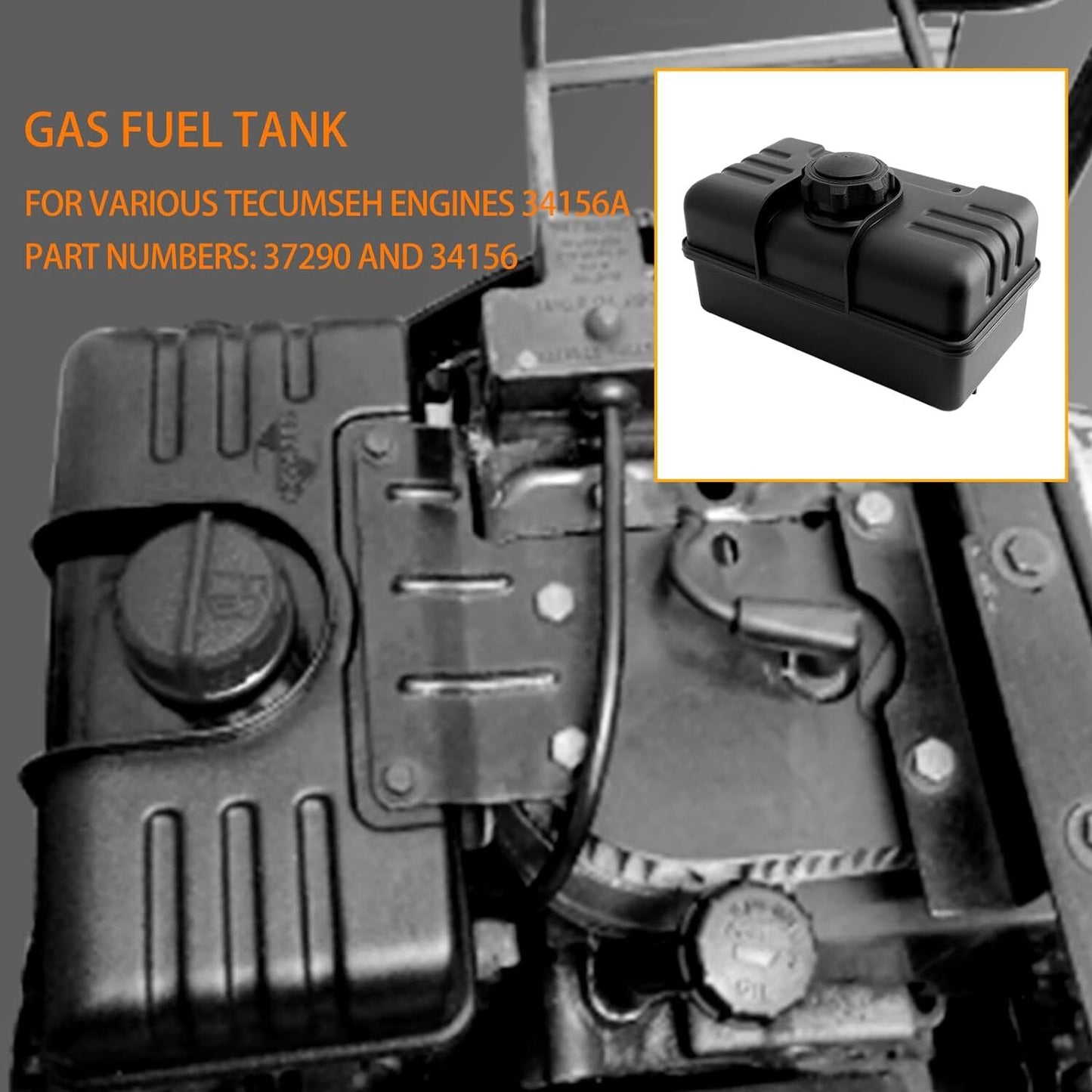 34156A Fuel Tank with Cap for Tecumseh Engines Replace Part Number 37290 34156