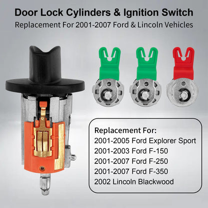 Door Lock Cylinders & Ignition Switch w/ Keys for 2001-2007 Ford F150/250/350