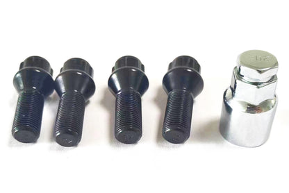Set of 4 14x1.25 28mm Black Wheel Locks BMW 2 3 4 5 6 7 X5 X3 Series Mini Cooper