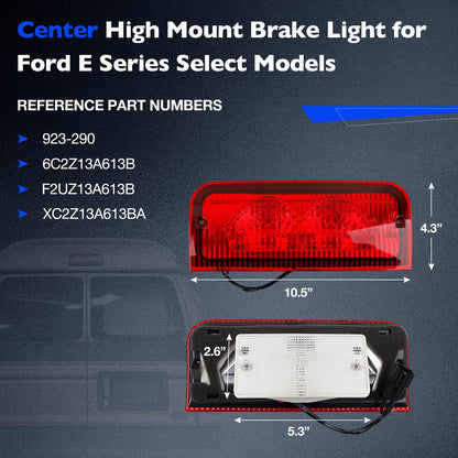 923-290 Rear Roof Mounted Third Brake Light For 1992-2022 Ford E-150 E-250 E-350